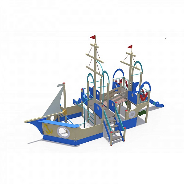 ДИО 10117 Игровой комплекс (в виде двойного парусника и с горками Н-1200,1500)