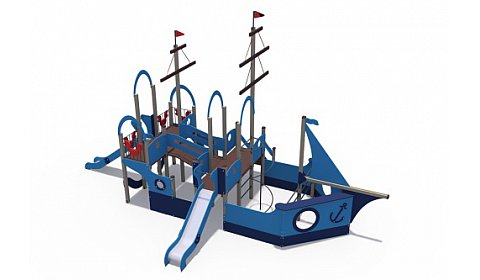 ДИО 10117 Игровой комплекс (в виде двойного парусника и с горками Н-1200,1500)