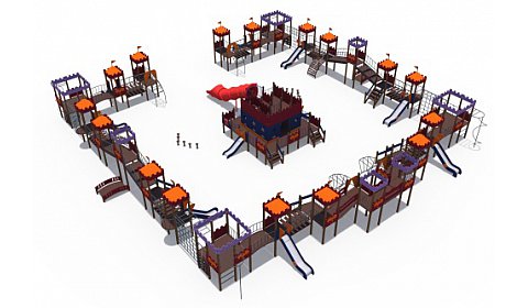 ДИО 13060 Детский игровой комплекс Волшебная крепость Н-2000 (пластиковая труба), Н-1200 и Н-750