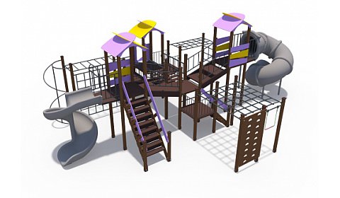 ДИО 10214.1 Игровой комплекс серии Зефир (скат пластиковый винтовой закрытый и открытый 2000 мм, скат металлический Н-1500 мм)