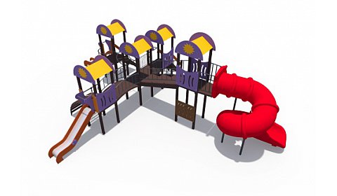 ДИО 03071 Детский игровой комплекс серии солнышко "Забава" (Н-1200, Н-2000 винтовой скат, закрытый скат)