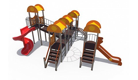 ДИО 03070 Детский игровой комплекс серии солнышко "Забава" Н-1200-2 и Н-2000 винтовой скат)