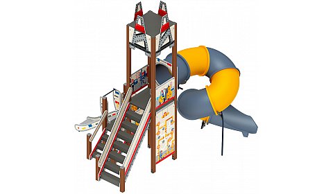 Детский игровой комплекс Буровая горка труба винтовая Н 2000, горка 750 ДИК 2.28.02-01