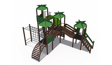 ДИО 10017 Игровой комплекс (серии джунгли с металлическим скато Н-1200 и винтовым скатом Н-2000 мм)