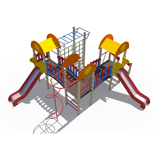ДИО 03052 Детский игровой комплекс серии солнышко "Детский дворик 2" Н-1200 (скат металлический)
