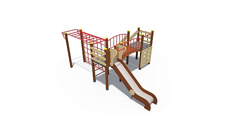 ДИО 04011 Детский игровой комплекс серии Браун в красном цвете Н-1200