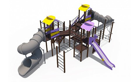 ДИО 10214 Игровой комплекс серии Зефир (скат пластиковый винтовой закрытый и прямой открытый 2000 мм, скат металлический Н-1500 мм)