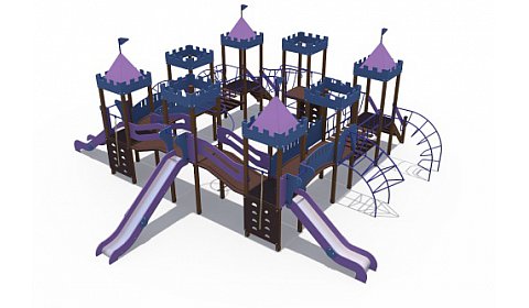 ДИО 13072 Детский игровой комплекс Сити с тремя горками (металлический скат,Н-1200 и 1500)