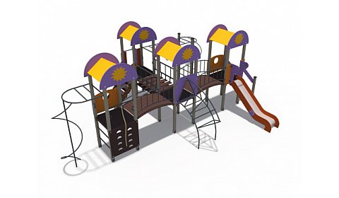 ДИО 03051 Детский игровой комплекс серии солнышко "Детский дворик" Н-1200 (скат металлический)