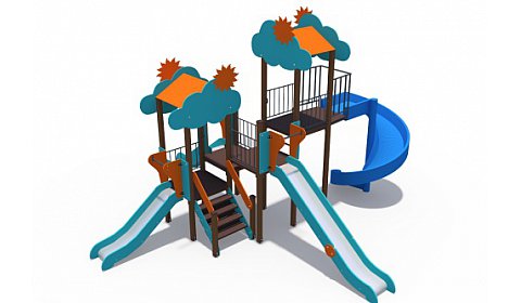 ДИО 04103 Детский игровой комплекс Небоскреб (винтовой скат Н-2000, металлический скат Н-1500,1200 и 900)