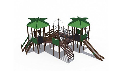 ДИО 02101 Детский игровой комплекс серии джунгли "Маугли" с металлическим скатом Н-1500