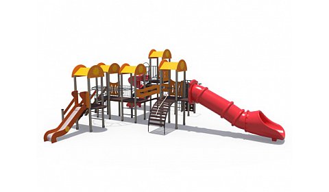 ДИО 03072 Детский игровой комплекс серии солнышко "Забава" (Н-1200, Н-2000 винтовой скат, закрытый скат, спортивный комплекс)