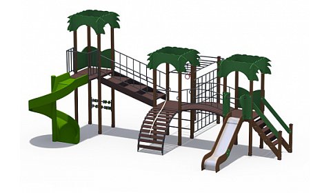 ДИО 02120 Детский игровой комплекс серии джунгли "Тарзан" Н-1200 и Н-2000 (винтовой скат)