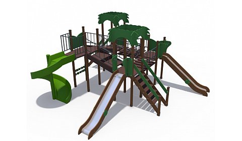 ДИО 02130 Детский игровой комплекс серии джунгли "Тропики" Н-1500 и Н-2000 (винтовой скат)