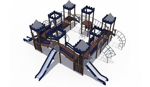 ДИО 13072.2 Детский игровой комплекс Сити с тремя горками (металлический скат,Н-1200 и 1500)