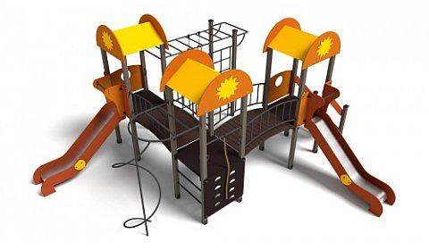 ДИО 03052 Детский игровой комплекс серии солнышко "Детский дворик 2" Н-1200 (скат металлический)