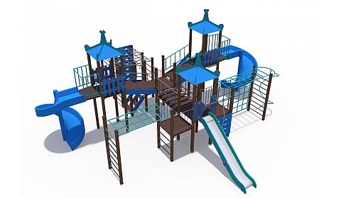 ДИО 10113 Игровой комплекс (серии Лагуна с металлическим скатом 1500 и винтовыми открытми скатами Н-2000)