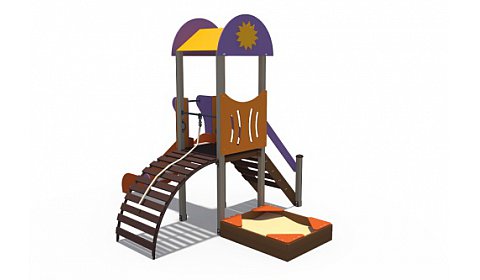 ДИО 03022 Детский игровой комплекс серии солнышко "Лето" с песочницей (скат металлический) Н-1200