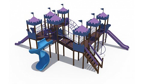 ДИО 13071 Детский игровой комплекс Сити Н-2000 (винтовой скат), Н-1500 в синем цвете