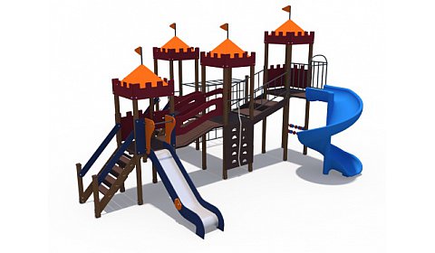 ДИО 02041 Детский игровой комплекс серии империя "Замок 2" Н-1500 и винтовой скат Н-2000