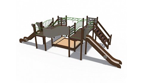 ДИО 04030 Детский игровой комплекс серии Браун с песочницей Н-1500 и Н-1200