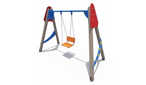 ИО 01041 Качели Звездочет деревянные с сиденьем со спинкой (сиденье-фанера)