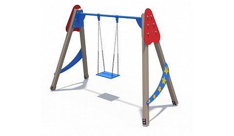 ИО 01040 Качели Звездочет деревянные с сиденьем без спинки (сиденье-фанера)