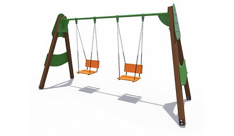 ИО 01165 Качели деревянные полянка (сиденье со спинкой)