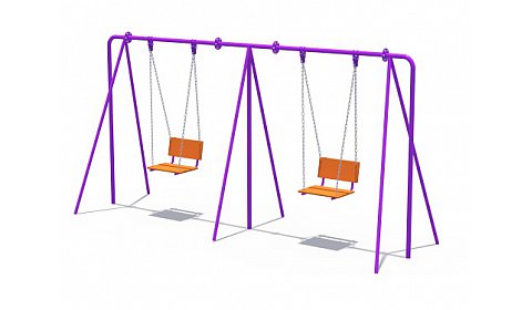 ИО 01020 Качели двойные на металлических стойках с сиденьями со спинкой