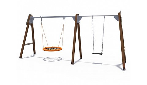 ИО 01031 Качели (с прорезиненным сиденьем без спинки и сиденьем Гнездо)