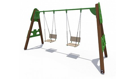 ИО 01162 Качели деревянные крепость (сиденье со спинкой)