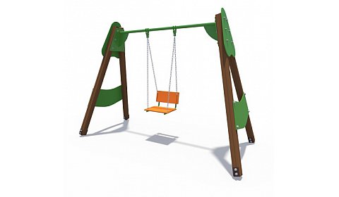 ИО 01166 Качели деревянные полянка одинарные (сиденье со спинкой)
