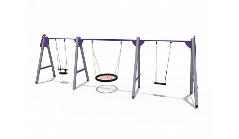 ИО 01039 Качели (тройные Дружба с прорезиненным сиденьем и сиденьем со спинкой)