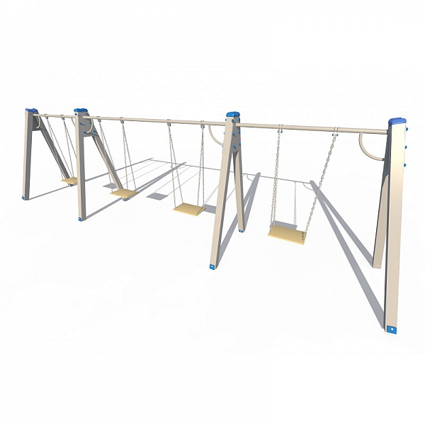 ИО 01241 Качели на металлических стойках с 4 сиденьями без спинки