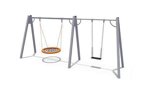 ИО 01033 Качели (на металлических стойках с прорезиненным сиденьем и сиденьем Гнездо)