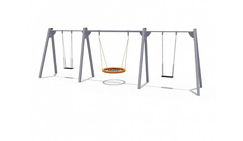 ИО 01035 Качели (на металлических стойках с прорез.сиденьями и сиденьем Гнездо)