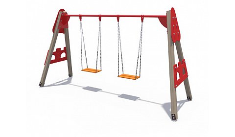 ИО 01061 Качели деревянные Крепость (сиденье без спинки)