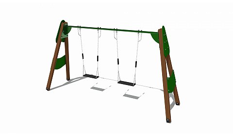 ИО 01032 Качели (деревянные с прорезиненными сиденьями без спинки)