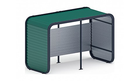 Навес контейнерной площадки для мусора (зеленый) (2 секции) (под анкера) МФ 55.01.02-01