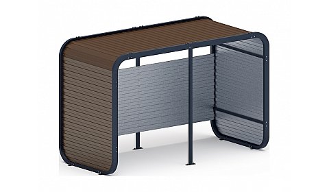 Навес контейнерной площадки для мусора (коричневый) (2 секции) (под анкера) МФ 55.01.02-02