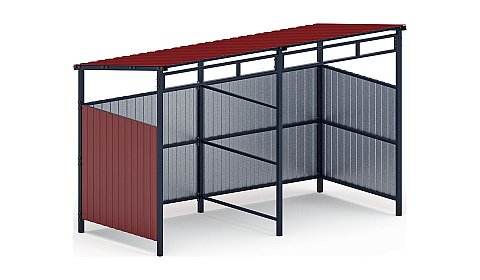 Навес контейнерной площадки для мусора (красный) (2 секции) МФ 55.02.03-04