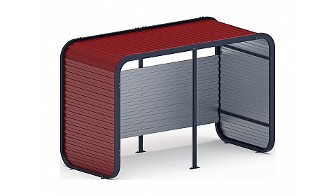 Навес контейнерной площадки для мусора (красный) (2 секции) (под анкера) МФ 55.01.02-04
