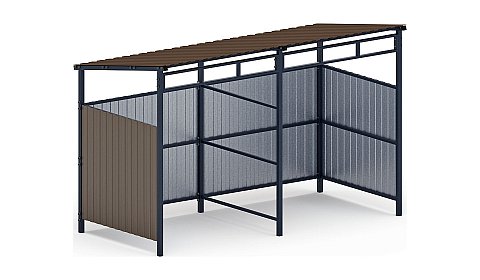 Навес контейнерной площадки для мусора (коричневый) (2 секции) МФ 55.02.03-02
