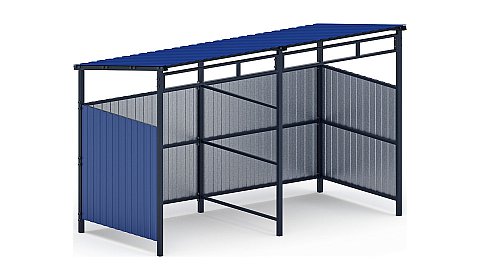 Навес контейнерной площадки для мусора (синий) (2 секции) МФ 55.02.03-03