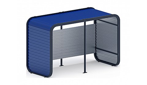 Навес контейнерной площадки для мусора (синий) (2 секции) (под анкера) МФ 55.01.02-03