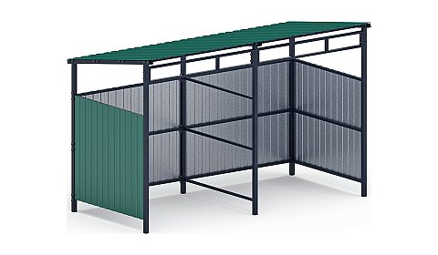Навес контейнерной площадки для мусора (зеленый) (2 секции) МФ 55.02.03-01