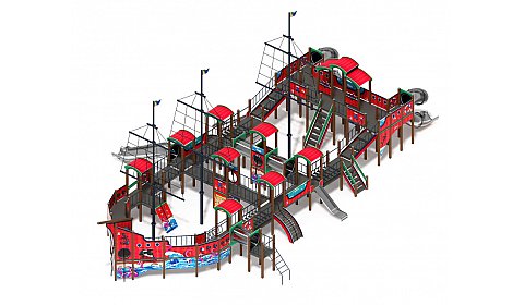 Баркентина (Мульт) - ДИК 2.03.3.06-20 - Игровой комплекс (нержавейка скат) H=1200, Н=1500, Н=2000