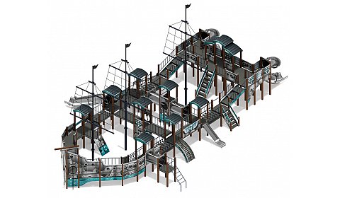 Баркентина (Лагуна) - ДИК 2.03.3.06-22 - Игровой комплекс (нержавейка скат) H=1200, Н=1500, Н=2000