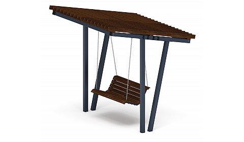 Пергола тент с качелями (наклоная) - МФ 78.03.01-01 /без поликарбоната/