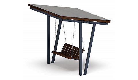 Пергола тент с качелями (наклоная) - МФ 78.03.01 /с поликарбонатом/